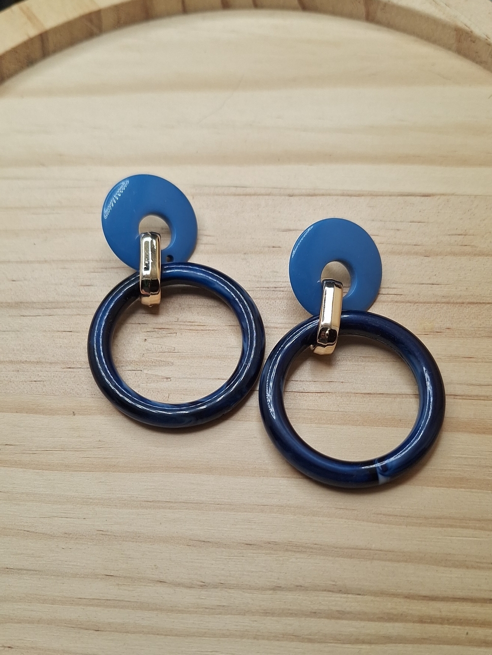 Blue Acrylic Hoop Drop Earrings by